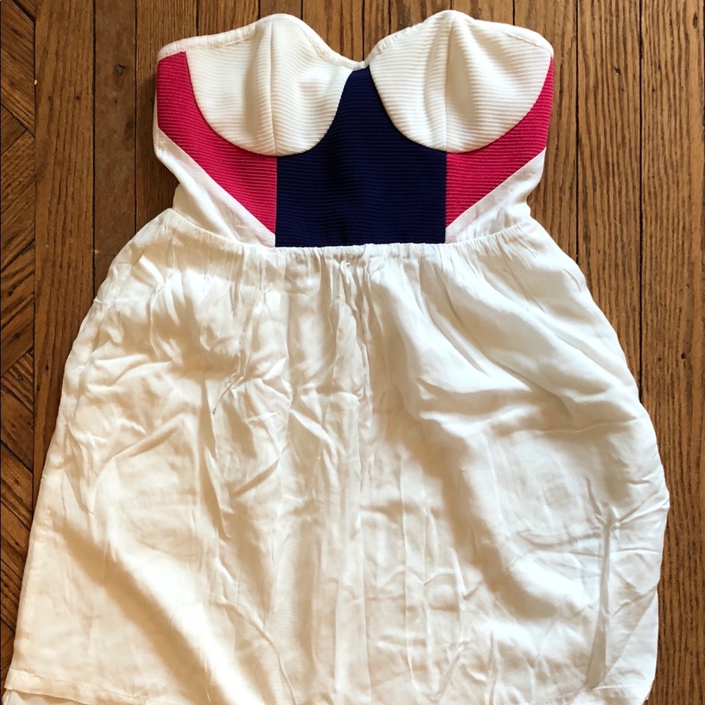 Strapless color block dress